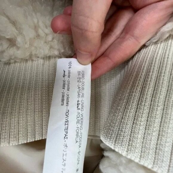 Zara Teddy Fuzzy Cream Zip Up Jacket - Picture 6 of 6